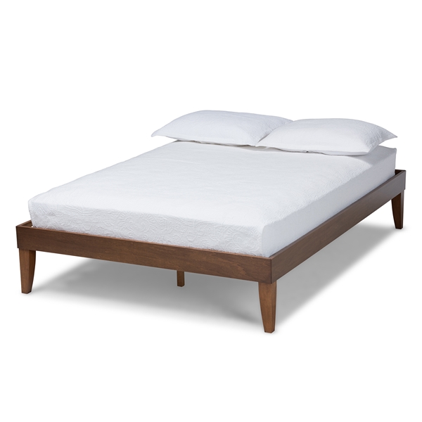 baxton studio Baxton Studio Lucina Mid-Century Modern Walnut Brown Finished Queen Size Platform Bed Frame