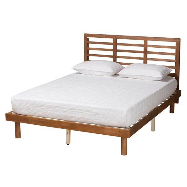 baxton studio Baxton Studio Lucine Mid-Century Modern Ash Walnut Finished Wood King Size Platform Bed