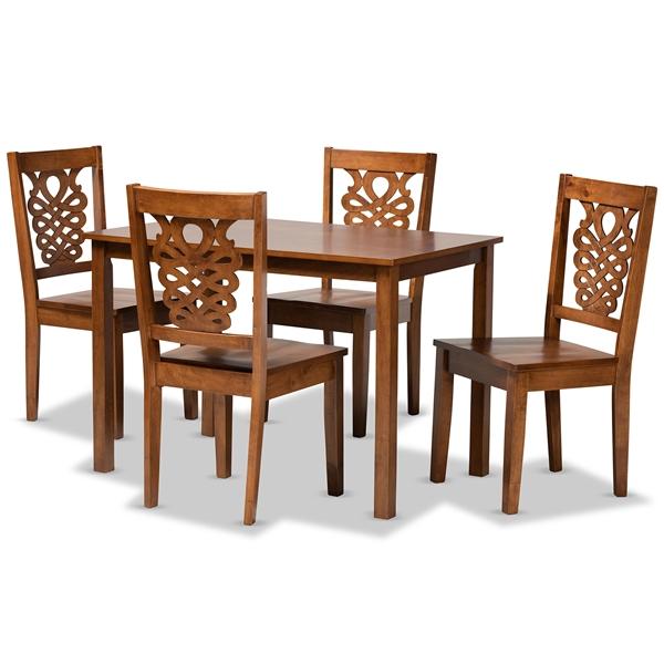 baxton studio Baxton Studio Luisa Modern and Contemporary Transitional Walnut Brown Finished Wood 5-Piece Dining Set