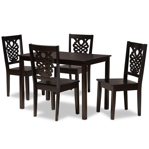 baxton studio Baxton Studio Luisa Modern and Contemporary Transitional Dark Brown Finished Wood 5-Piece Dining Set