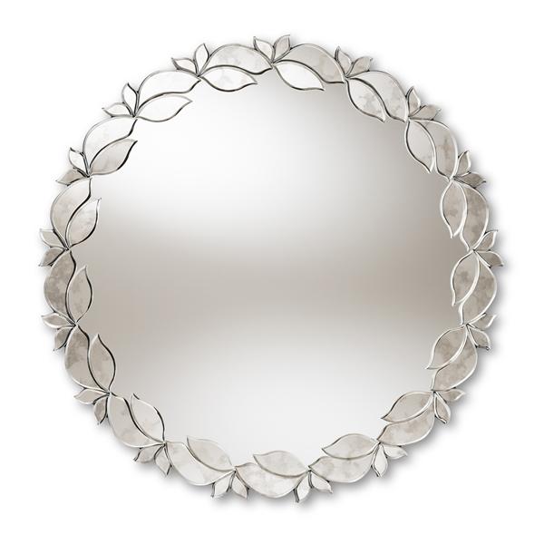 baxton studio Baxton Studio Luiza Modern and Contemporary Silver Finished Round Petal Leaf Accent Wall Mirror