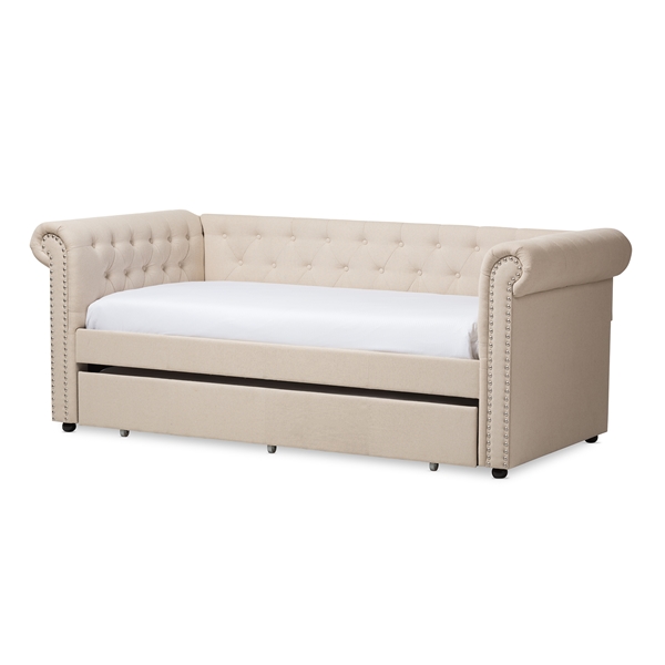 baxton studio Baxton Studio Mabelle Modern and Contemporary Beige Fabric Trundle Daybed