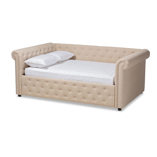 baxton studio Baxton Studio Mabelle Modern and Contemporary Beige Fabric Upholstered Queen Size Daybed