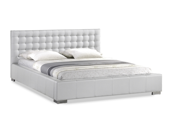 baxton studio Baxton Studio Madison White Modern Bed with Upholstered Headboard - Queen Size