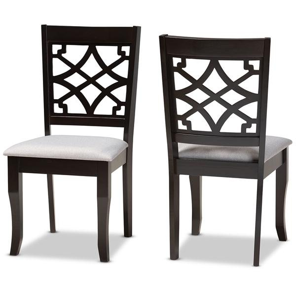 baxton studio Baxton Studio Mael Modern and Contemporary Grey Fabric Upholstered and Dark Brown Finished Wood 2-Piece Dining Chair Set