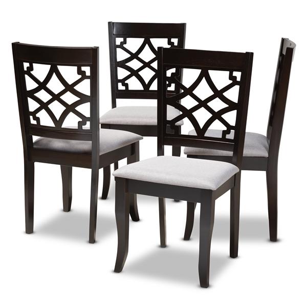 baxton studio Baxton Studio Mael Modern and Contemporary Grey Fabric Upholstered Espresso Brown Finished Wood Dining Chair (Set of 4)
