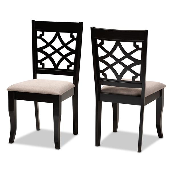 baxton studio Baxton Studio Mael Modern and Contemporary Sand Fabric Upholstered and Espresso Brown Finished Wood 2-Piece Dining Chair Set