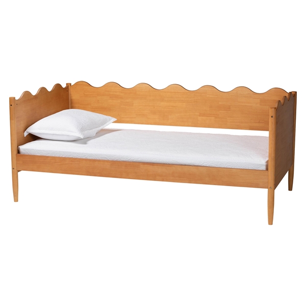 baxton studio Baxton Studio Malaya Modern Oak Brown Wood Full Daybed with Scalloped Edges