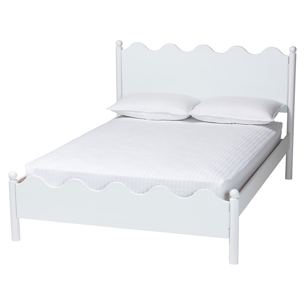 baxton studio Baxton Studio Malaya Modern White Wood Full Platform Bed with Scalloped Edges