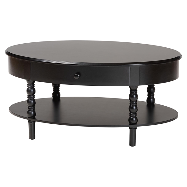 baxton studio Baxton Studio Malinda Classic Black Wood 1-Drawer Coffee Table with Spindle Legs