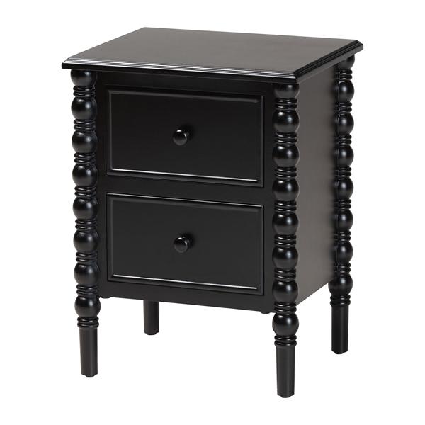 baxton studio Baxton Studio Malinda Classic Black Wood 2-Drawer End Table with Spindle Legs