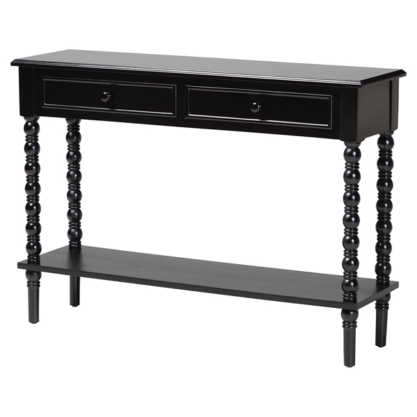 baxton studio Baxton Studio Malinda Classic Black Wood 2-Drawer Console Table with Spindle Legs