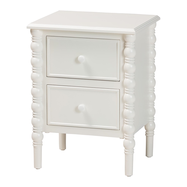 baxton studio Baxton Studio Malinda Classic White Wood 2-Drawer End Table with Spindle Legs