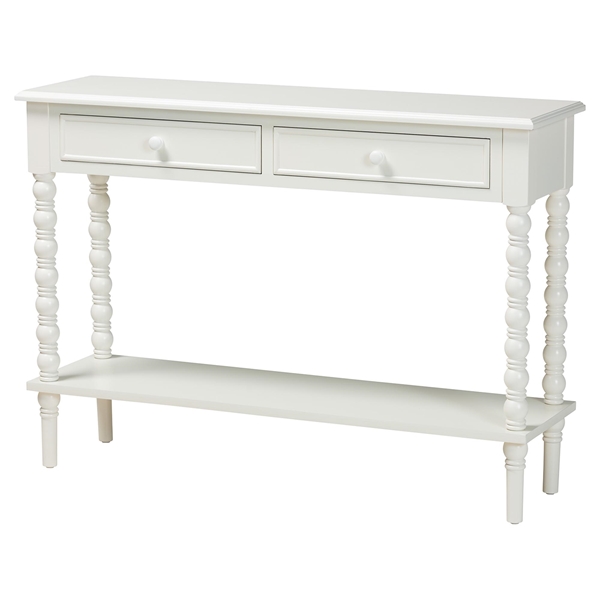 baxton studio Baxton Studio Malinda Classic White Wood 2-Drawer Console Table with Spindle Legs