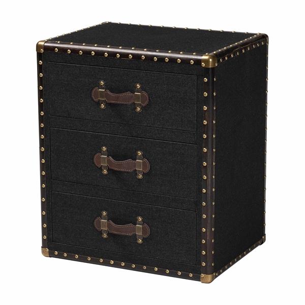 baxton studio Baxton Studio Mallison Vintage Black Canvas 3-Drawer End Table