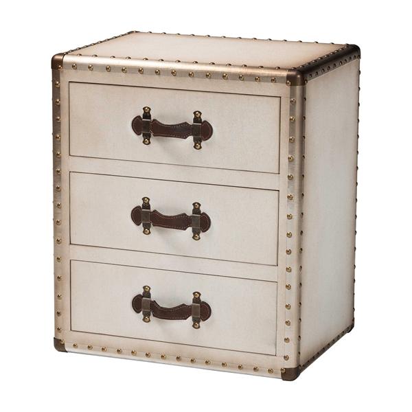 baxton studio Baxton Studio Mallison Vintage White Canvas 3-Drawer End Table