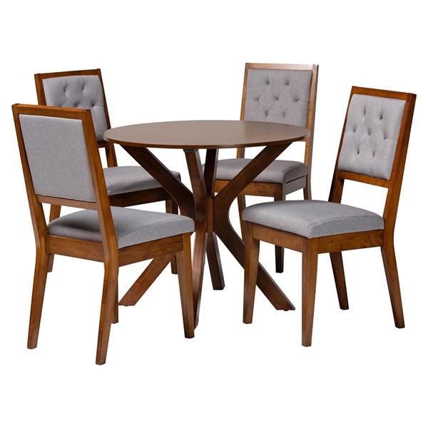 baxton studio Baxton Studio Mana Modern Grey and Walnut Brown Wood 5-Piece Dining Set