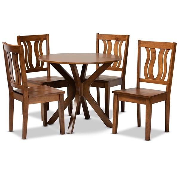 baxton studio Baxton Studio Mare Modern and Contemporary Transitional Walnut Brown Finished Wood 5-Piece Dining Set
