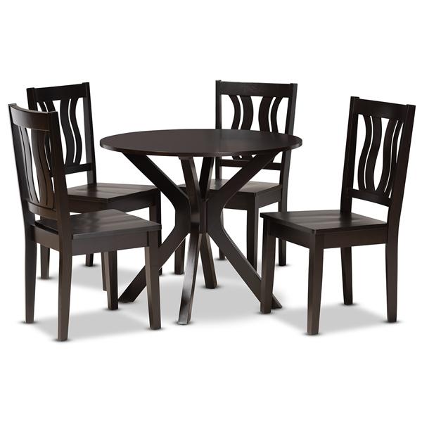 baxton studio Baxton Studio Mare Modern and Contemporary Transitional Dark Brown Finished Wood 5-Piece Dining Set