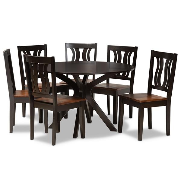 baxton studio Baxton Studio Mare Modern and Contemporary Transitional Two-Tone Dark Brown and Walnut Brown Finished Wood 7-Piece Dining Set