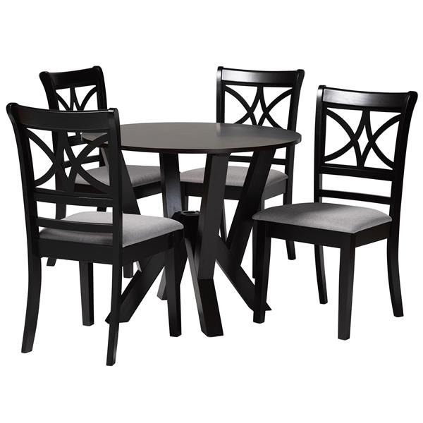 baxton studio Baxton Studio Mari Modern Grey Fabric and Dark Brown Finished Wood 5-Piece Dining Set