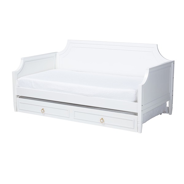 baxton studio Baxton Studio Mariana Classic and Traditional White Finished Wood Full Size Daybed with Twin Size trundle