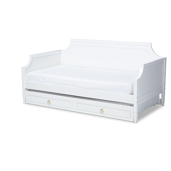 baxton studio Baxton Studio Mariana Classic and Traditional White Finished Wood Twin Size Daybed with Trundle