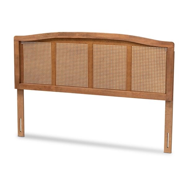baxton studio Baxton Studio Marieke Mid-Century Modern Ash Wanut Finished Wood and Synthetic Rattan King Size Headboard