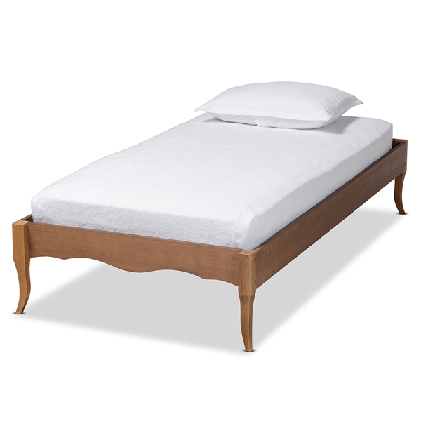 baxton studio Baxton Studio Marieke Vintage French Inspired Ash Walnut Finished Wood Twin Size Platform Bed Frame