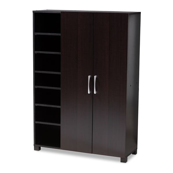 baxton studio Baxton Studio Marine Modern and Contemporary Two-Tone Wenge and Black Finished 2-Door Wood Entryway Shoe Storage Cabinet with Open Shelves