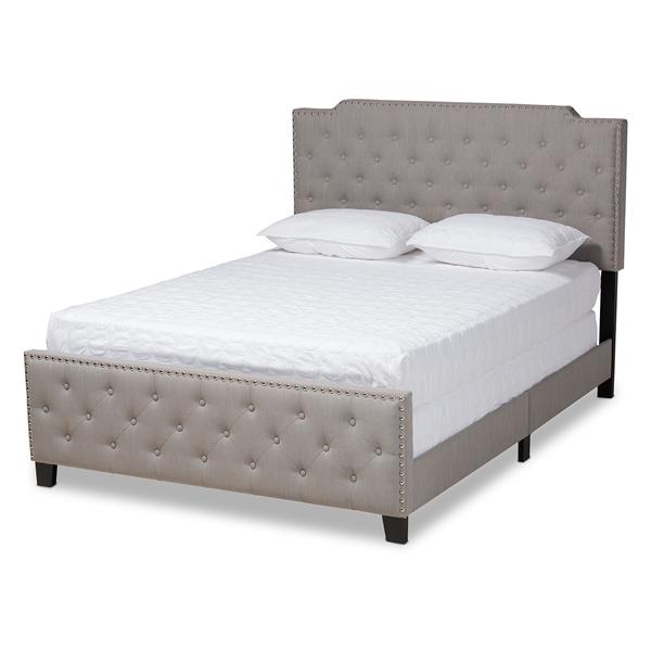 baxton studio Baxton Studio Marion Modern Transitional Grey Fabric Upholstered Button Tufted King Size Panel Bed