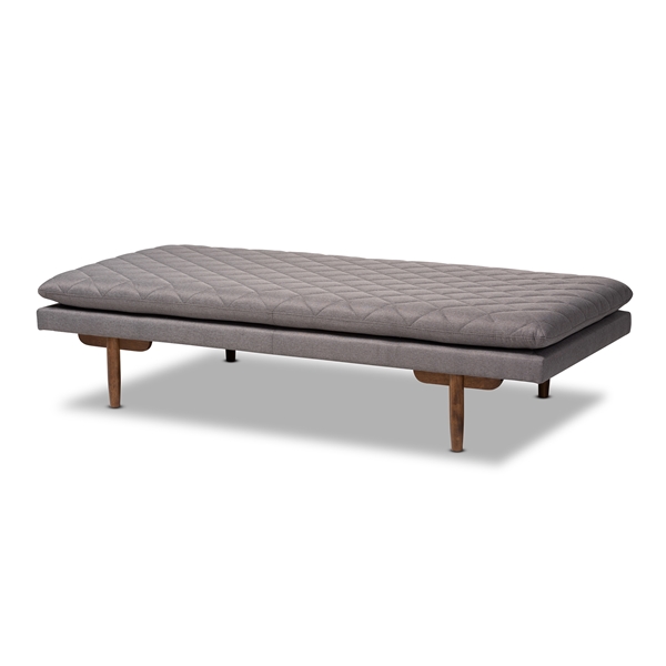 baxton studio Baxton Studio Marit Mid-Century Modern Grey Fabric Upholstered Walnut Finished Wood Daybed