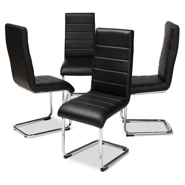 baxton studio Baxton Studio Marlys Modern and Contemporary Black Faux Leather Upholstered Dining Chair (Set of 4)