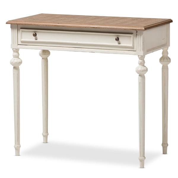 baxton studio Baxton Studio Marquetterie French Provincial Weathered Oak and Whitewash Writing Desk