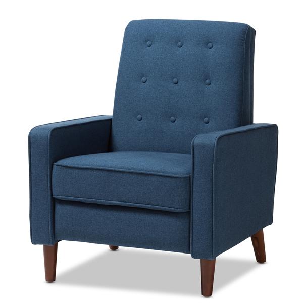 baxton studio Baxton Studio Mathias Mid-century Modern Blue Fabric Upholstered Lounge Chair