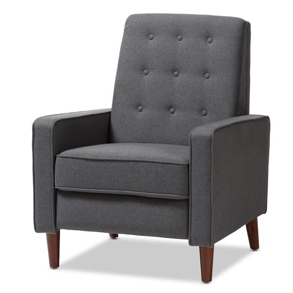 baxton studio Baxton Studio Mathias Mid-century Modern Grey Fabric Upholstered Lounge Chair