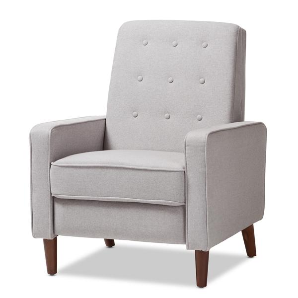baxton studio Baxton Studio Mathias Mid-century Modern Light Grey Fabric Upholstered Lounge Chair