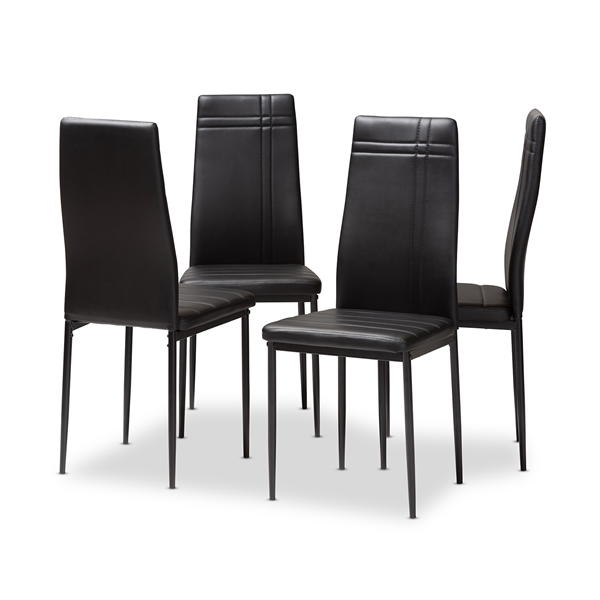 baxton studio Baxton Studio Matiese Modern and Contemporary Black Faux Leather Upholstered Dining Chair (Set of 4)