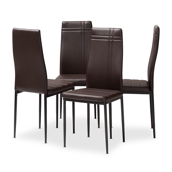 baxton studio Baxton Studio Matiese Modern and Contemporary Brown Faux Leather Upholstered Dining Chair (Set of 4)