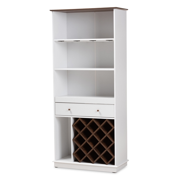 baxton studio Baxton Studio Mattia Mid-Century Modern White and Walnut Finished Wood Wine Cabinet