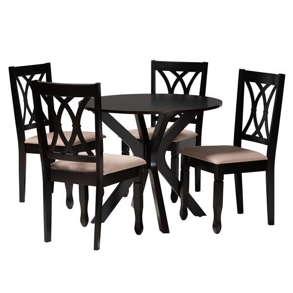 baxton studio Baxton Studio Maya Modern Beige Fabric and Espresso Brown Finished Wood 5-Piece Dining Set