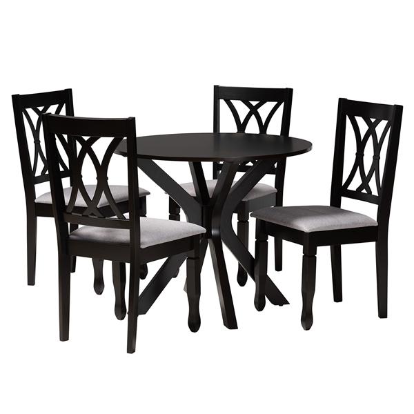 baxton studio Baxton Studio Maya Modern Grey Fabric and Espresso Brown Finished Wood 5-Piece Dining Set