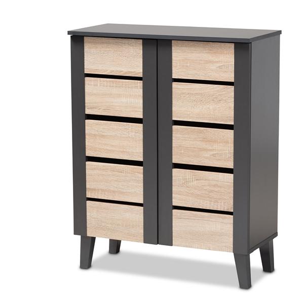 baxton studio Baxton Studio Melle Modern and Contemporary Two-Tone Oak Brown and Dark Gray 2-Door Wood Entryway Shoe Storage Cabinet
