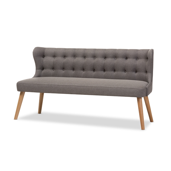baxton studio Baxton Studio Melody Mid-Century Modern Grey Fabric and Natural Wood Finishing 3-Seater Settee Bench