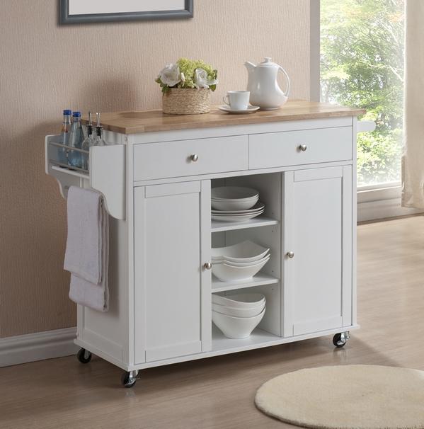 baxton studio Baxton Studio Meryland White Modern Kitchen Island Cart