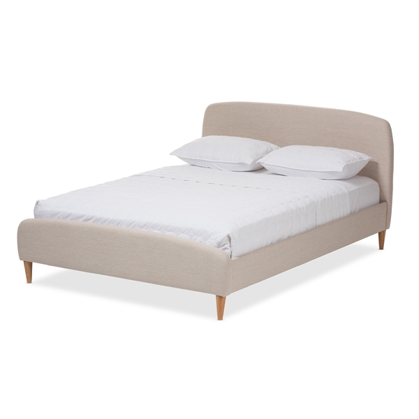 baxton studio Baxton Studio Mia Mid-Century Light Beige Fabric Upholstered King Size Platform Bed