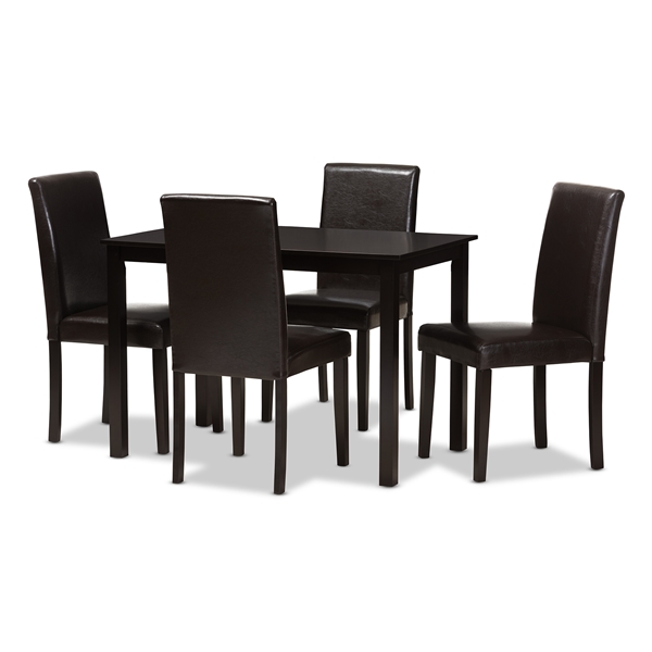 baxton studio Baxton Studio Mia Modern and Contemporary Dark Brown Faux Leather Upholstered 5-Piece Dining Set