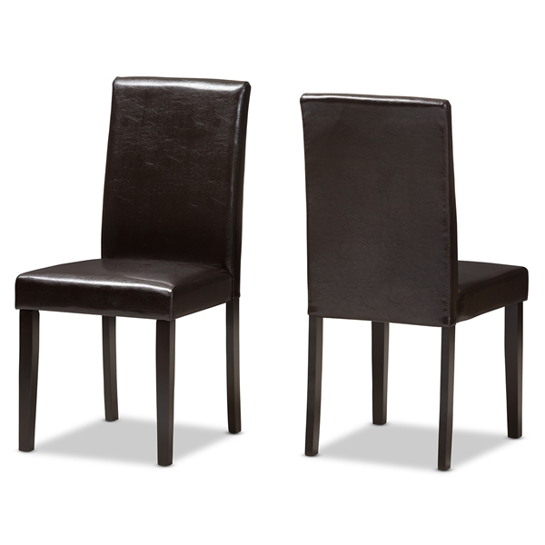 baxton studio Baxton Studio Mia Modern and Contemporary Dark Brown Faux Leather Upholstered Dining Chair Set of 2