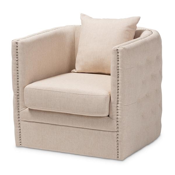 baxton studio Baxton Studio Micah Modern and Contemporary Beige Fabric Upholstered Tufted Swivel Chair