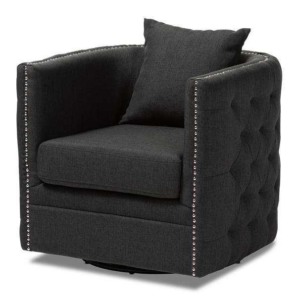 baxton studio Baxton Studio Micah Modern and Contemporary Grey Fabric Upholstered Tufted Swivel Chair